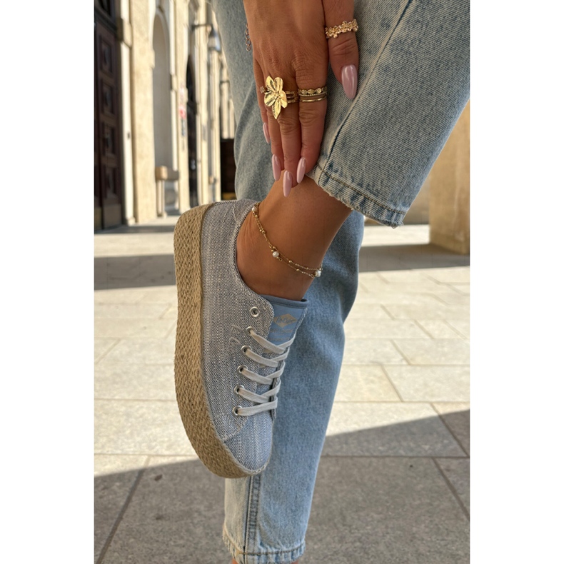 Sneakers pour femmes sur la plate-forme avec Lee Cooper LCW-25-02-3283 Blue Braid bleu 2