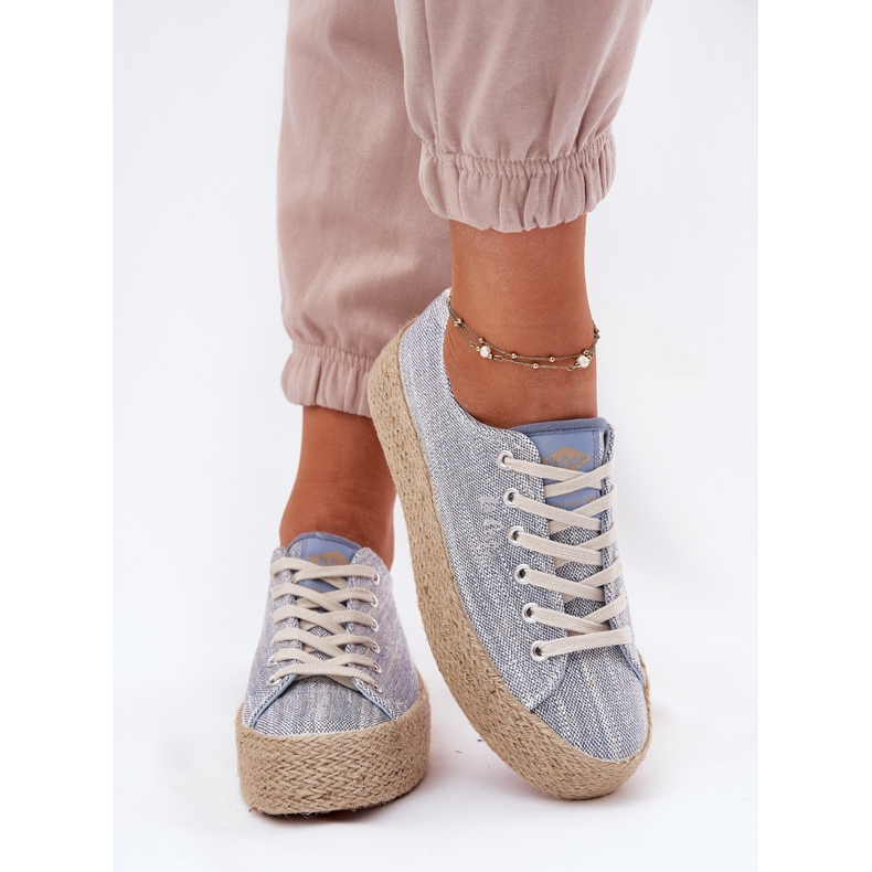 Sneakers pour femmes sur la plate-forme avec Lee Cooper LCW-25-02-3283 Blue Braid bleu 1