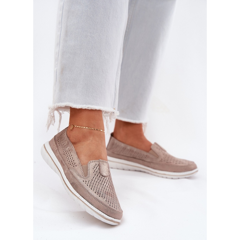 EVento Muis mocassins de travail ouverts de zlota Openwork doré 1