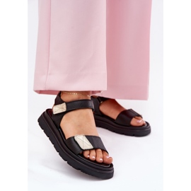 Sandales en cuir pour femmes sur la plate-forme noire Zazoo 40443 le noir 2