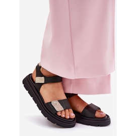 Sandales en cuir pour femmes sur la plate-forme noire Zazoo 40443 le noir 1