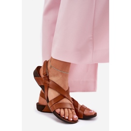 Sandales en cuir plat Zazoo 40032 Brown brun 1 Sandales en cuir plat Zazoo 40032 Brown brun 1