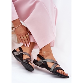 Sandales pour femmes en cuir plat Zazoo 40032 noir le noir 7