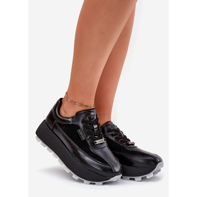 Baskets en cuir féminine sur la plate-forme noire du système Hi-Polish Big Star RR274873 1
