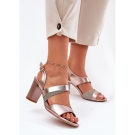 Sandales féminines sur le pilier rose Sergio Leone SK866 d'or 2