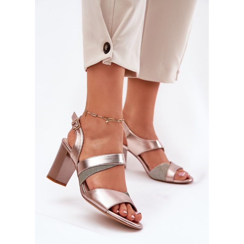 Sandales féminines sur le pilier rose Sergio Leone SK866 d'or 2