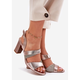 Sandales féminines sur le pilier rose Sergio Leone SK866 doré 1