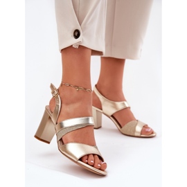 Sandales féminines sur le Post Sergio Leone SK866 doré 2