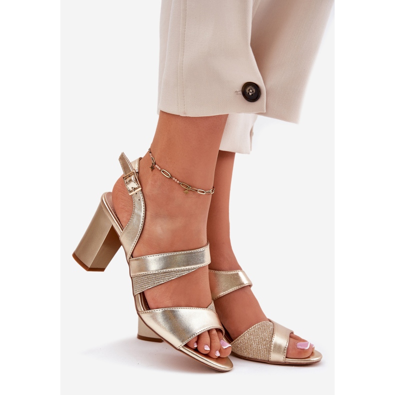 Sandales féminines sur le Post Sergio Leone SK866 d'or 1