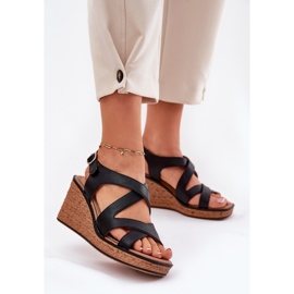Sandales féminines sur coin Sergio Leone SK223 Black le noir 2