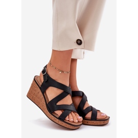 Sandales féminines sur coin Sergio Leone SK223 Black le noir 1