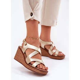 Sandales féminines sur coin Sergio Leone SK223 Gold d'or 2