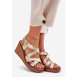 Sandales féminines sur coin Sergio Leone SK223 Gold d'or 1