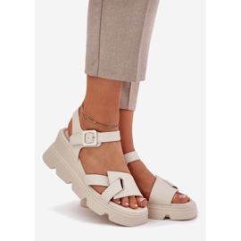 Sandales en cuir pour femmes pour l'ancien artiker 54C1624 beige 1