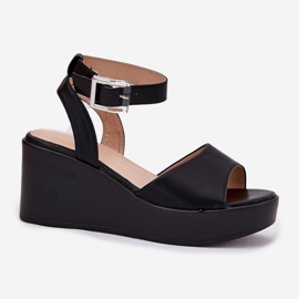 Sandales noires à semelles compensées pour femmes le noir 4