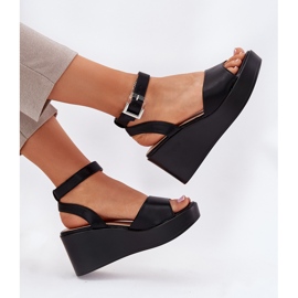 Sandales noires à semelles compensées pour femmes le noir 6