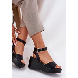Sandales noires à semelles compensées pour femmes le noir 8