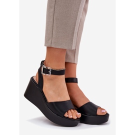 Sandales noires à semelles compensées pour femmes le noir 1