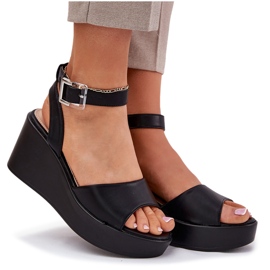 Sandales noires à semelles compensées pour femmes le noir 9