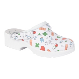 Vriston Chaussures pour femmes sottons en cuir pantoufles avec designs médicaux Comfooty Alice blanc 2