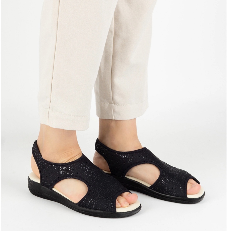 Vriston Chaussures pour femmes Sandales flexibles Comfoot Emma Black Glossy noir 2