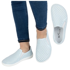 Olivier Barefoot Femme's Minimalist Openwork Cuir Shoes Slip -in bleu 10