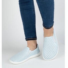 Olivier Barefoot Femme's Minimalist Openwork Cuir Shoes Slip -in bleu 2