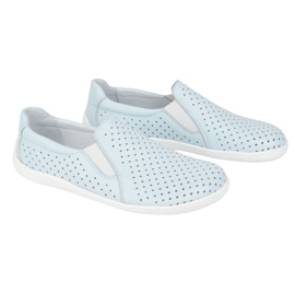 Olivier Barefoot Femme's Minimalist Openwork Cuir Shoes Slip -in bleu 5