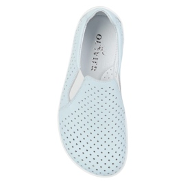 Olivier Barefoot Femme's Minimalist Openwork Cuir Shoes Slip -in bleu 9