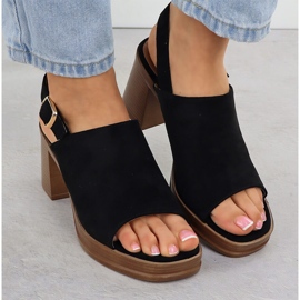 Sandales en daim pour femmes sur le Potocki Black Post 54313 le noir 6