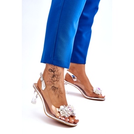 S.Barski Élégantes sandales transparentes à décor de lilas argenté 1