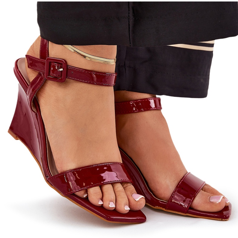 Sandales pour femmes peintes pour coins bordeaux rouge 3