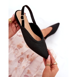 Ballerines féminines avec tresse et orteils pointés noirs le noir 1