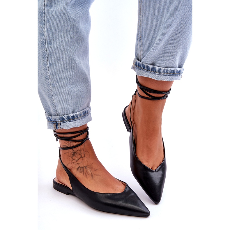 Ballerines liées aux femmes Sandales noires le noir 3