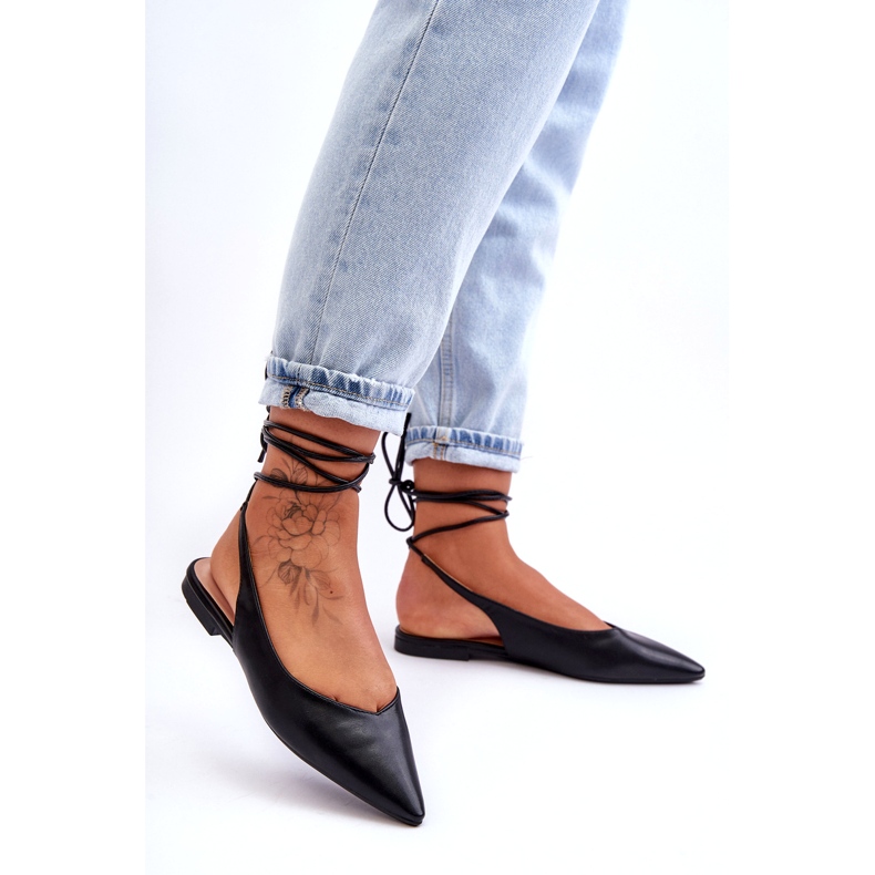 Ballerines liées aux femmes Sandales noires le noir 1