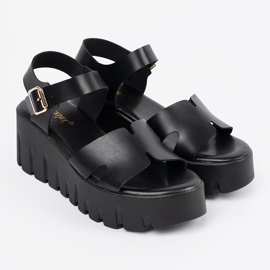 Seastar Sandales noires pour femmes sur une plate-forme élevée le noir 2