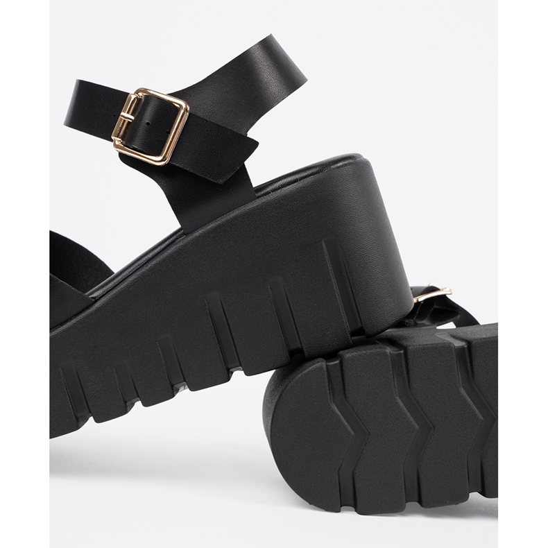 Seastar Sandales noires pour femmes sur une plate-forme élevée le noir 1 Seastar Sandales noires pour femmes sur une plate-forme élevée le noir 1