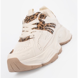 Baskets pour femmes sur une semelle léopard épaisse beige 1