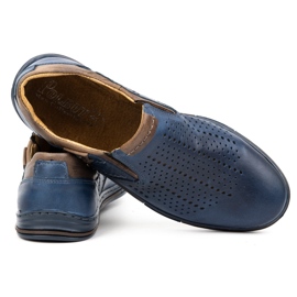 Polbut Chaussures homme été cuir 401L bleu marine avec marron 4
