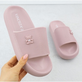 Les tongs en mousse pour la plage de piscine avec ours en peluche rose Vinceza 75210 1