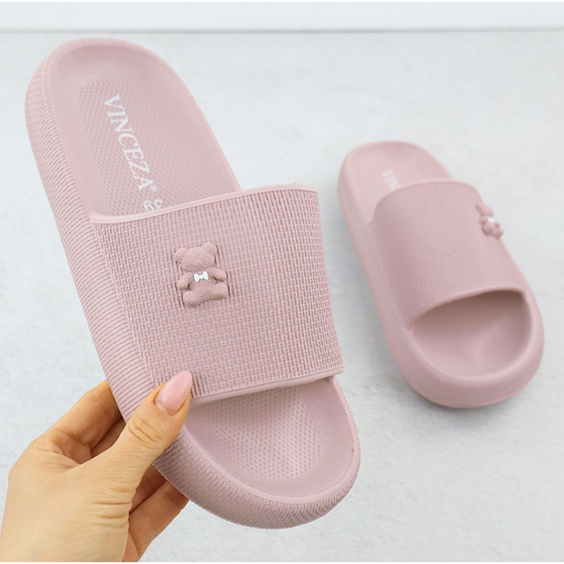 Les tongs en mousse pour la plage de piscine avec ours en peluche rose Vinceza 75210 1