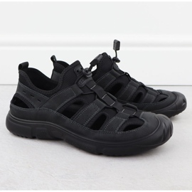 Openwork Black T.Sokolski L25-382 Chaussures en cuir masculin le noir 1