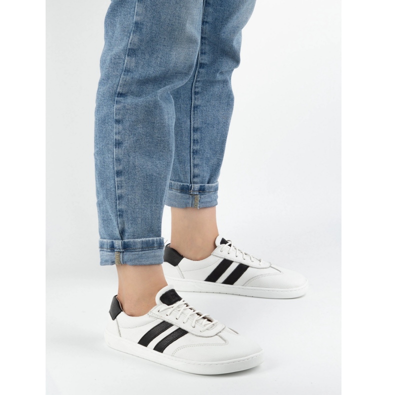 Chaussures en cuir pour femmes Joker Blackorwhite White - Sneakers minimalistes Olivier blanc 1