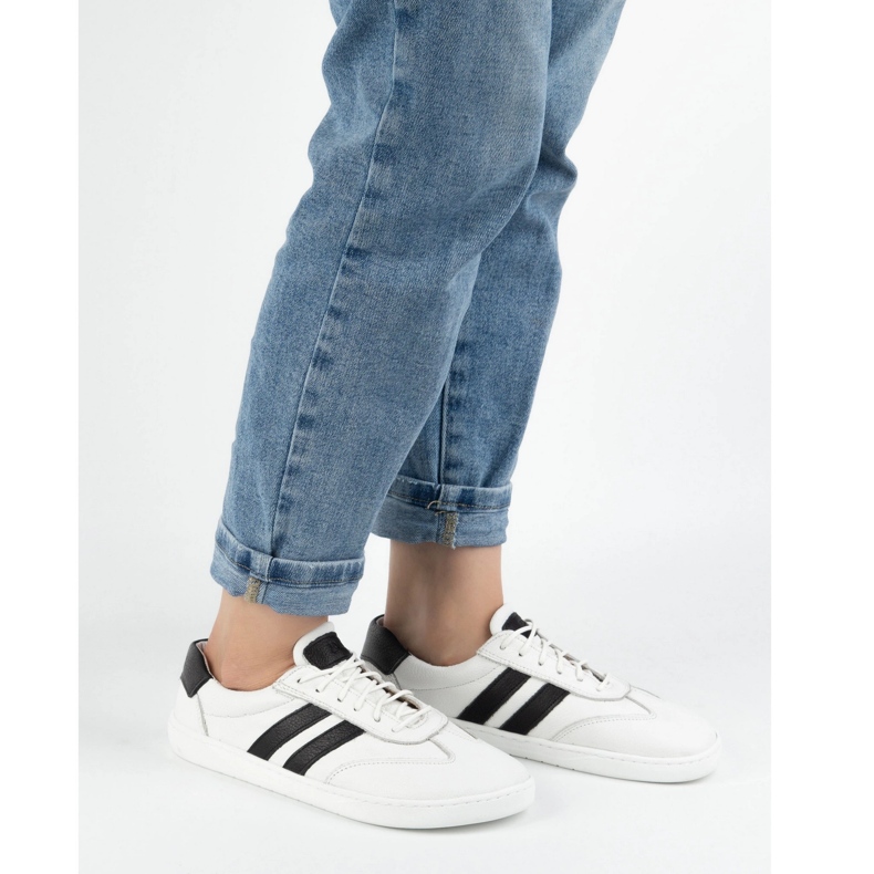 Chaussures en cuir pour femmes Joker Blackorwhite White - Sneakers minimalistes Olivier blanc 2