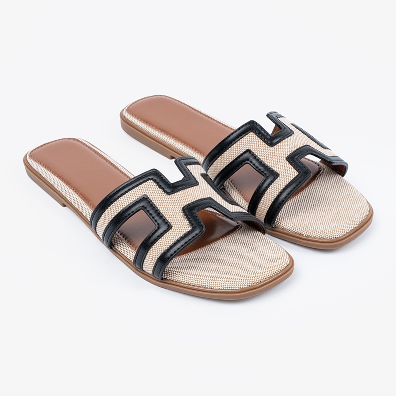 Seastar Pantoufles avec découpes décoratives le noir 1 Seastar Pantoufles avec découpes décoratives le noir 1