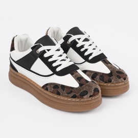 Baskets en noir et blanc avec inserts imprimés léopard le noir 2