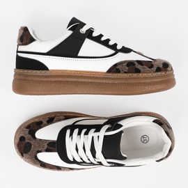 Baskets en noir et blanc avec inserts imprimés léopard le noir 3
