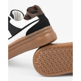 Baskets en noir et blanc avec inserts imprimés léopard le noir 1