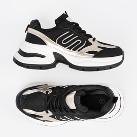 Baskets pour femmes noires avec inserts dorés le noir 4