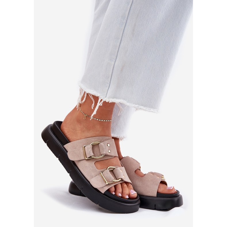 Les tongs en daim pour femmes avec des pinces décoratives Big Star RR274659 Pinces rose clair 1